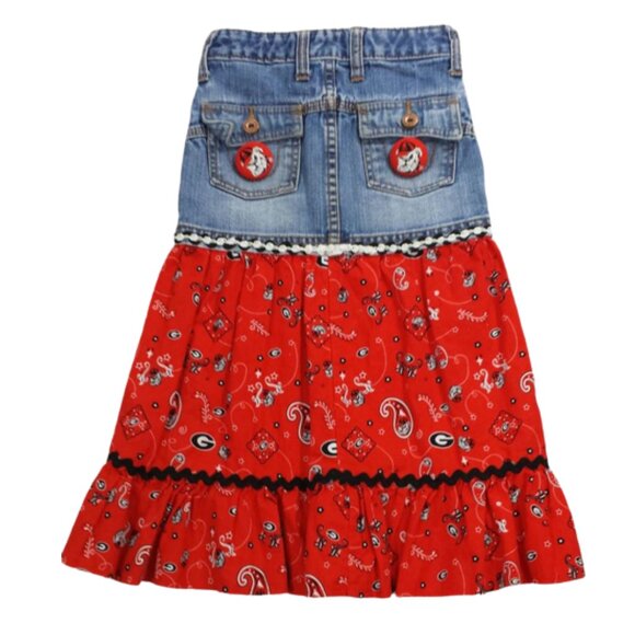 Old Navy Other - OLD NAVY Refashioned Upcycled Long Red Ruffled Bulldog Jean Skirt - Girl's 5